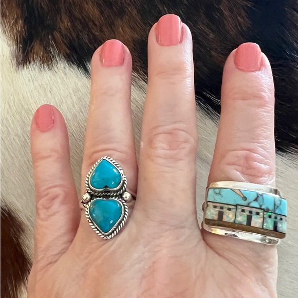 ❤️ Signed 925 Zuni Galaxy Micro Inlaid Pueblo Ring Sz 9.5 Native “Z” Unisex 8.3G - Picture 4 of 13